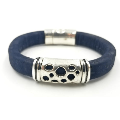 Navy Cork Hole Bead Bracelet